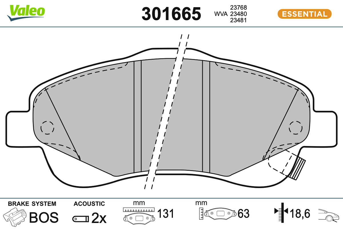 Jeu de 4 plaquettes de frein VALEO ref. 301665